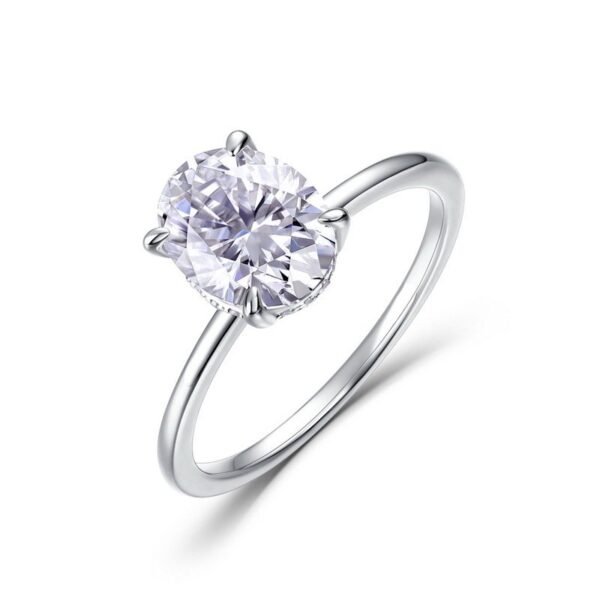 Hot pick pigeon egg radiant moissanite ring S925 silver colorful diamond ring simple fashion proposal engagement ring - Image 2