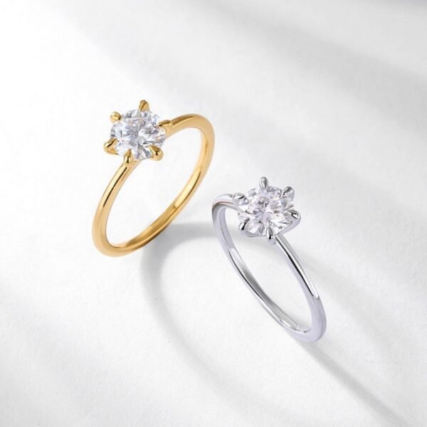 Classic Simple One Carat Moissanite Ring S925 Silver Six Claw Set Moissan Diamond Ring Proposal Gift - Image 5