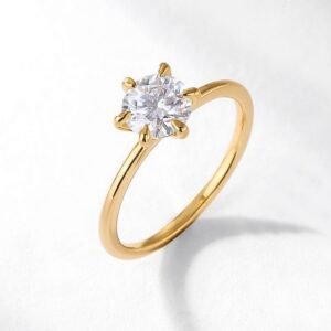 Classic Simple One Carat Moissanite Ring S925 Silver Six Claw Set Moissan Diamond Ring Proposal Gift