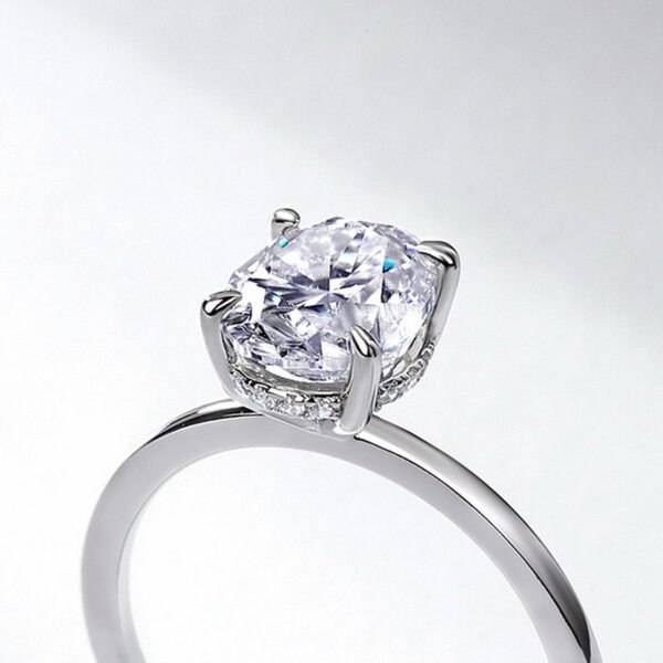 Hot pick pigeon egg radiant moissanite ring S925 silver colorful diamond ring simple fashion proposal engagement ring - Image 4