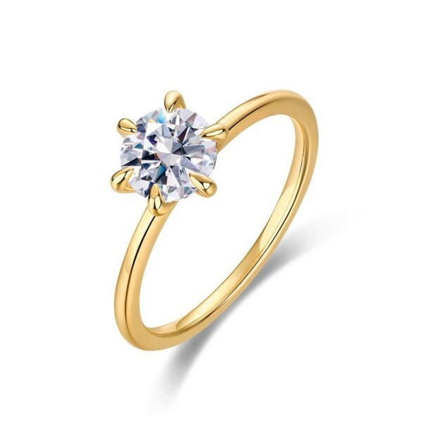 Classic Simple One Carat Moissanite Ring S925 Silver Six Claw Set Moissan Diamond Ring Proposal Gift - Image 4
