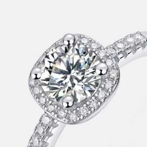 S925 Silver Classic Square Wrap 1 Carat Moissanite Ring Women's D Grade VVS3EX Cut Wedding Ring