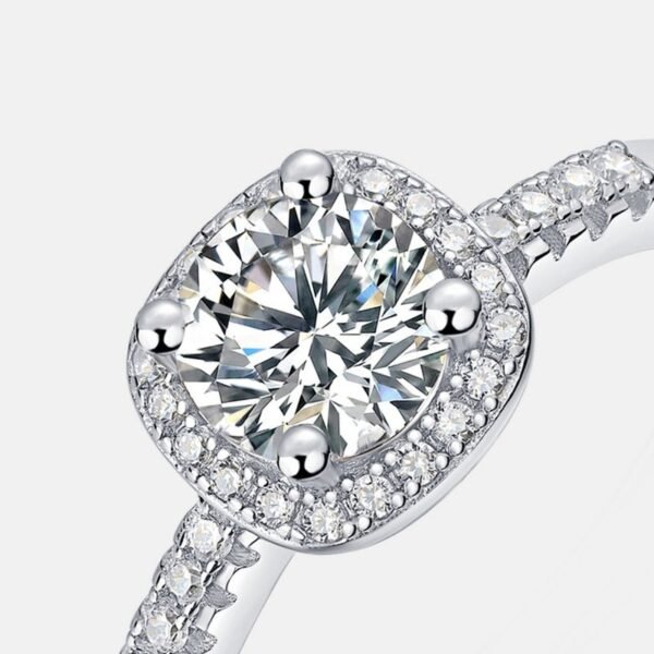 S925 Silver Classic Square Wrap 1 Carat Moissanite Ring Women's D Grade VVS3EX Cut Wedding Ring