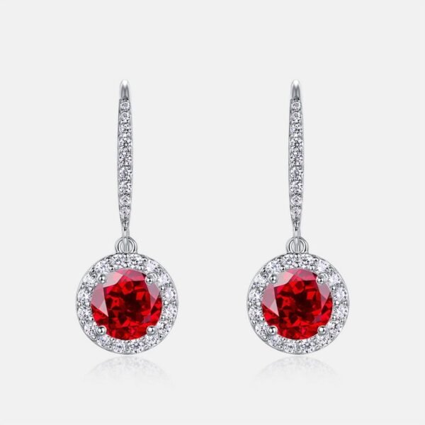 Best-selling pigeon blood red cultivated ruby ear hooks S925 silver inlaid cultivated colorful treasure earrings fashion female jewelry customized - Image 2