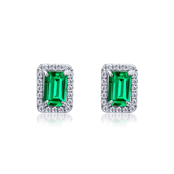 New S925 silver earrings female cultivation emerald retro light luxury wind earrings - Image 2