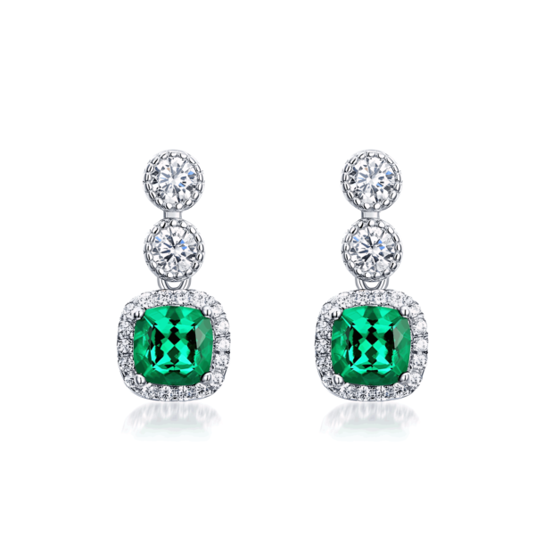 New S925 silver earrings female cultivation emerald retro earrings noble wind - Image 2