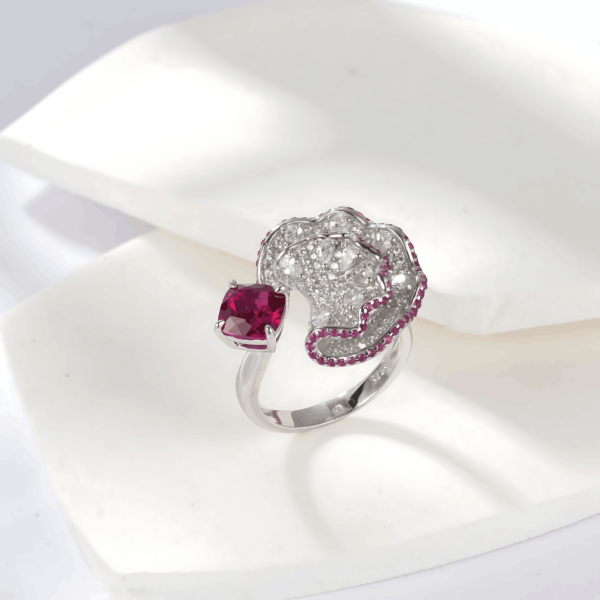 Light Luxury Fan Set Cultivated Emerald Ring S925 Silver with Cultivated Colored Treasure Open Ring Exaggerated - Image 2