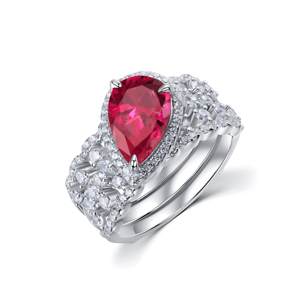 Light Luxury Cultured Emerald Combo Ring Women S925 Silver Setting Cultured Colored Treasure Ring Atmosphere - Image 2