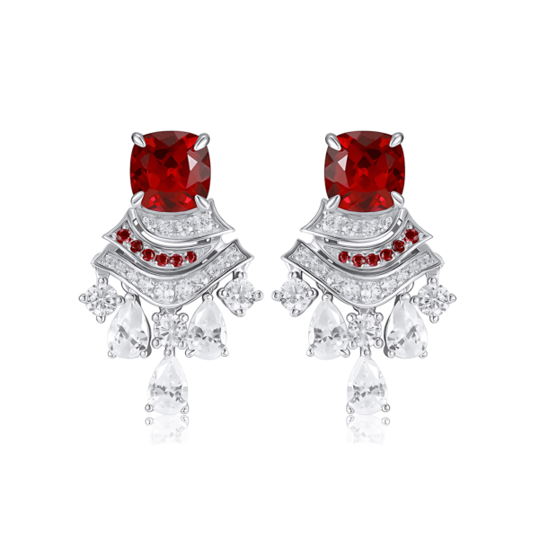 Hot Cultivation colorful gemstone earrings S925 silver full set sparkling gemstone small skirt earrings personalized and elegant - Image 3