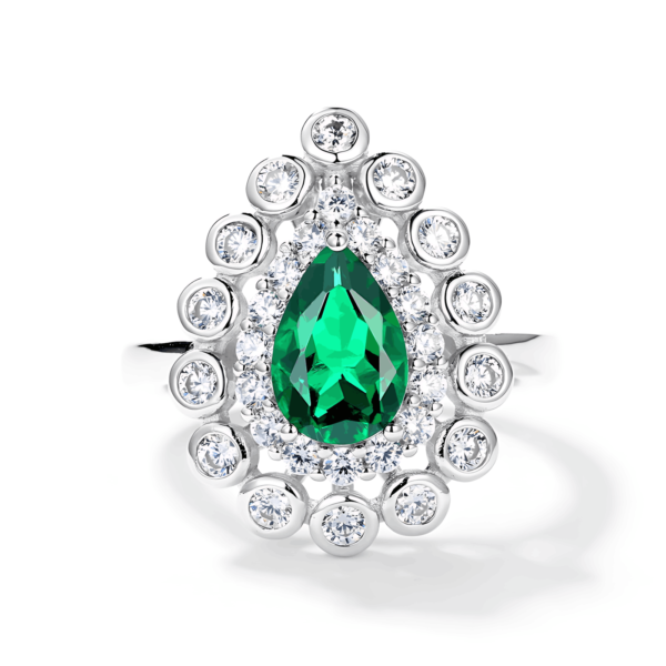 S925 silver cultivated emerald ring women full of gemstone jewelry vintage noble style - Image 3