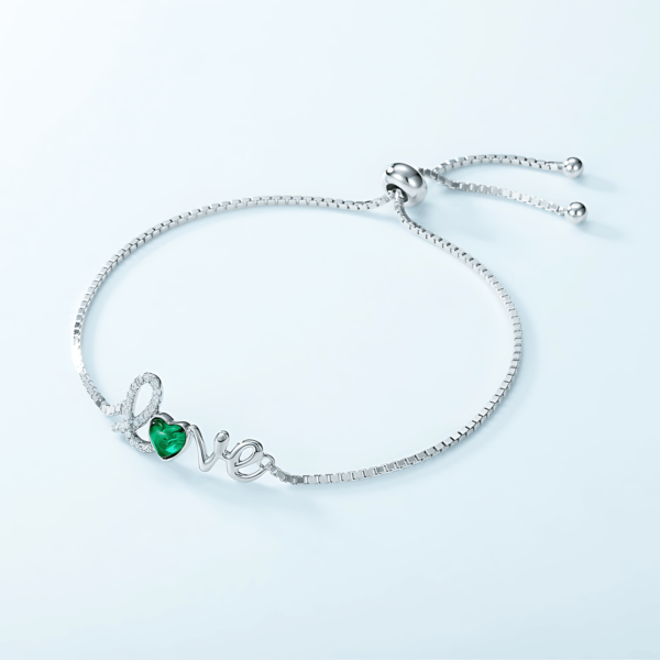 love cultivate emerald bracelet S925 silver full set love colorful treasure hand jewelry light luxury noble - Image 3