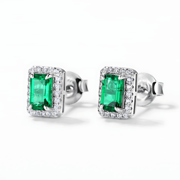 New S925 silver earrings female cultivation emerald retro light luxury wind earrings - Image 3