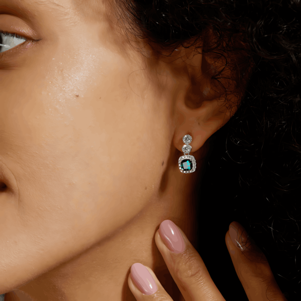 New S925 silver earrings female cultivation emerald retro earrings noble wind - Image 3