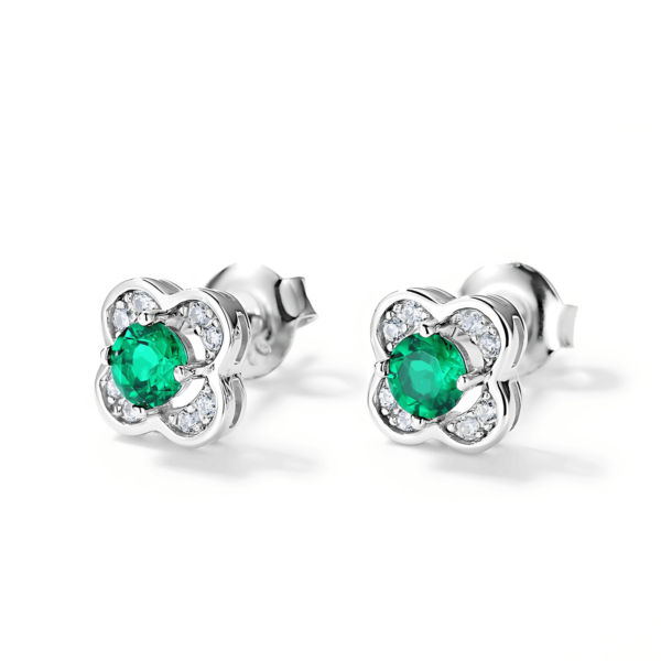 New S925 silver cultivated emerald earrings female retro light luxury wind earrings spot - Image 3