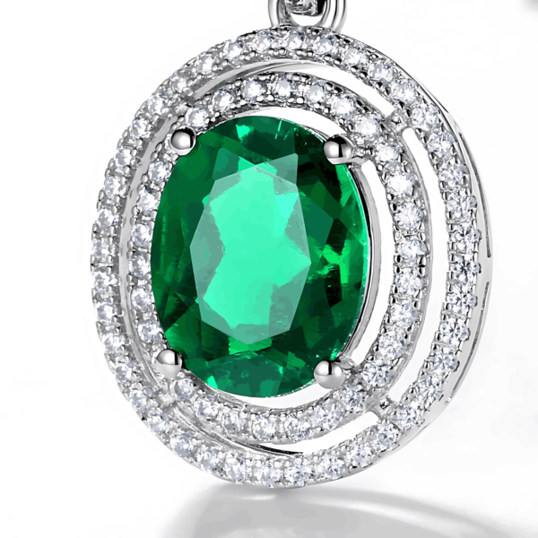 S925 Silver Cultured Emerald Pendant Vintage Style Pendant High End Silver Jewelry Amazon - Image 3
