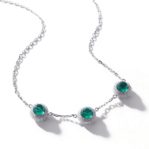Egg surface cultivated emerald necklace women S925 silver full set colorful treasure light luxury collarbone chain light luxury - Image 3