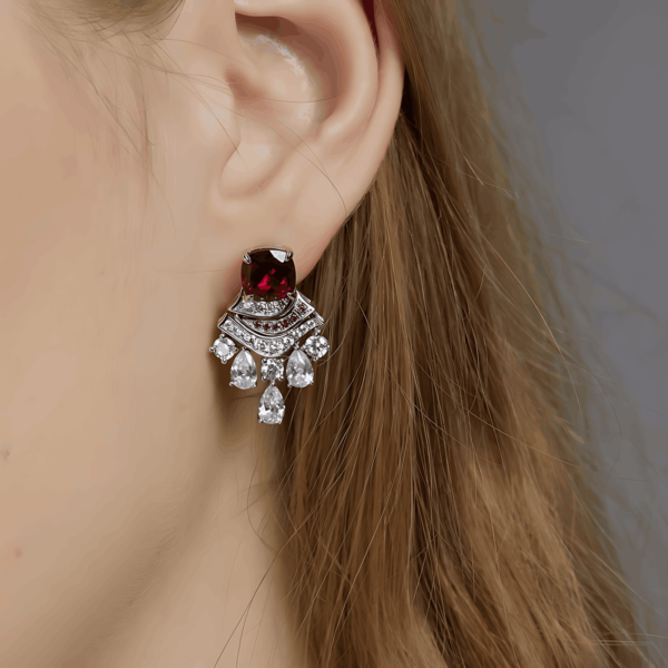 Hot Cultivation colorful gemstone earrings S925 silver full set sparkling gemstone small skirt earrings personalized and elegant - Image 5