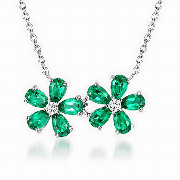 Flower collarbone chain S925 silver vintage cultivation emerald necklace noble wind birthday gift - Image 2