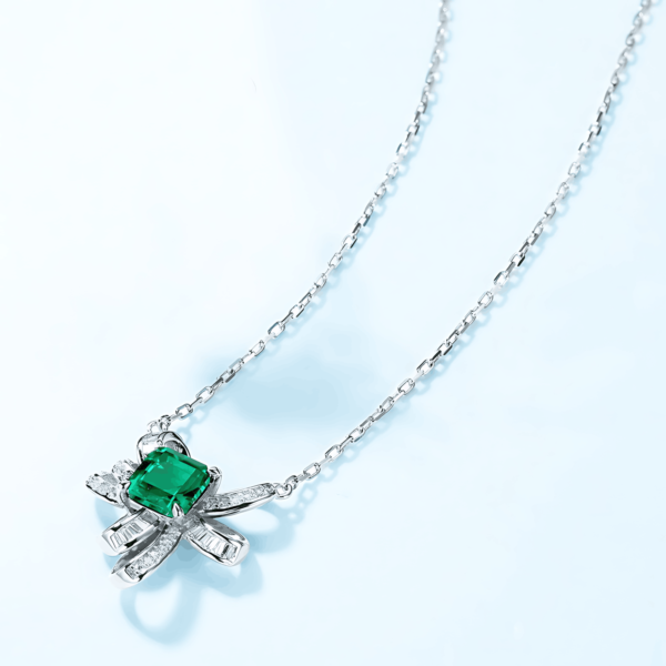 Brilliant sparkling colorful treasure necklace women S925 silver with cultivated emerald collarbone chain sweater chain - Image 3