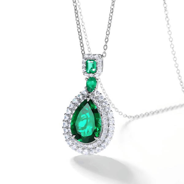 Cultivate Emerald Necklace S925 Silver Collarbone Chain Vintage Light Luxury Style - Image 2