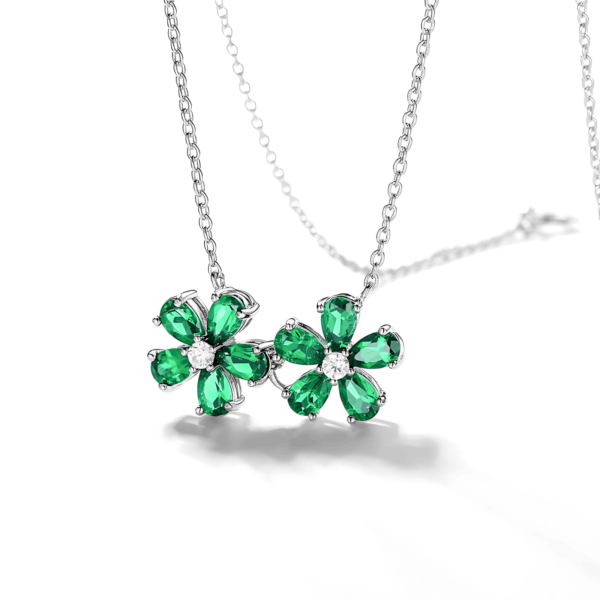 Flower collarbone chain S925 silver vintage cultivation emerald necklace noble wind birthday gift - Image 3