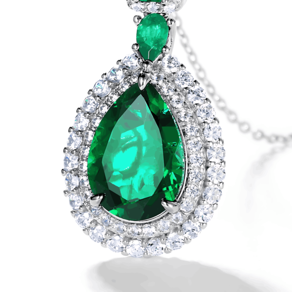 Cultivate Emerald Necklace S925 Silver Collarbone Chain Vintage Light Luxury Style - Image 4