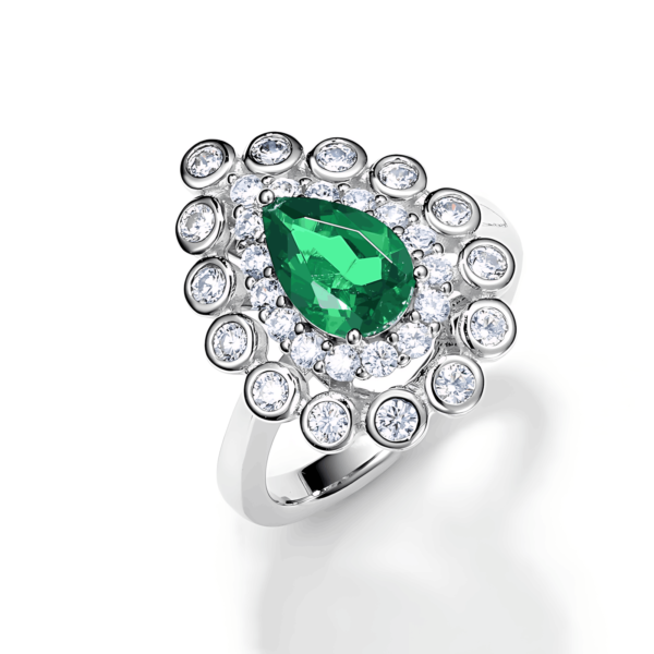 S925 silver cultivated emerald ring women full of gemstone jewelry vintage noble style - Image 4