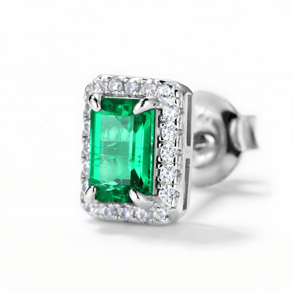 New S925 silver earrings female cultivation emerald retro light luxury wind earrings - Image 4