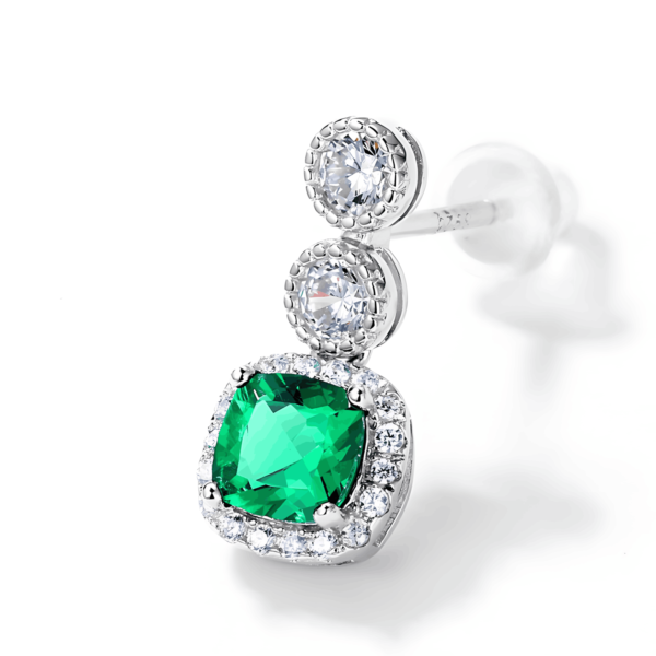 New S925 silver earrings female cultivation emerald retro earrings noble wind - Image 4