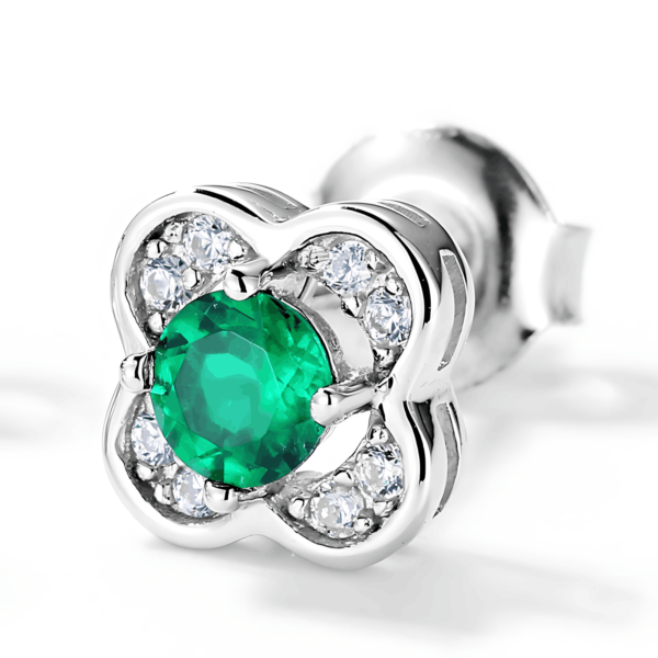 New S925 silver cultivated emerald earrings female retro light luxury wind earrings spot - Image 4