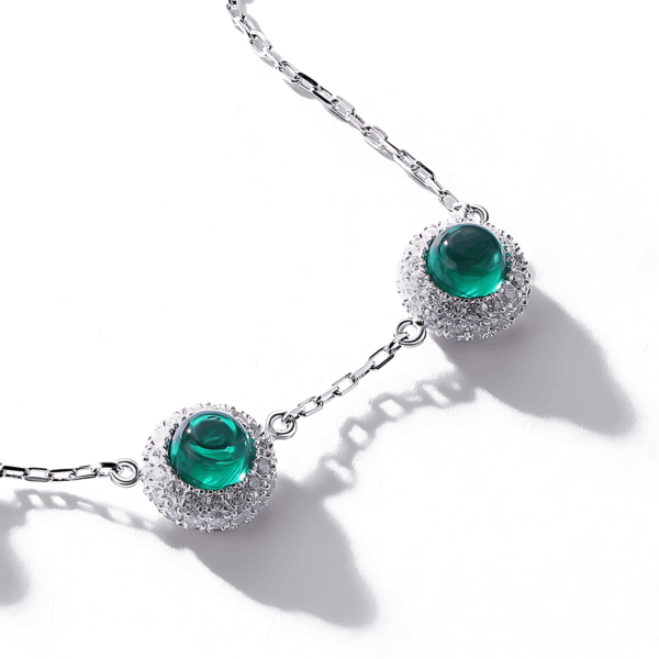 Egg surface cultivated emerald necklace women S925 silver full set colorful treasure light luxury collarbone chain light luxury - Image 4