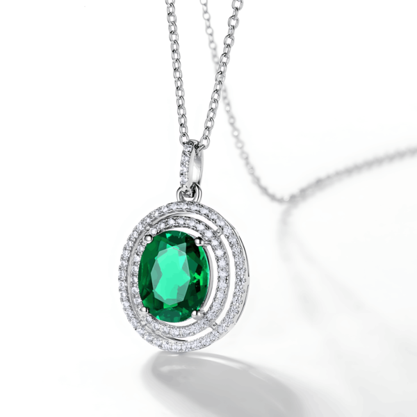 S925 Silver Cultured Emerald Pendant Vintage Style Pendant High End Silver Jewelry Amazon - Image 5