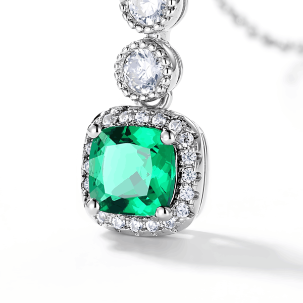 New S925 silver necklace cultivated emerald retro pendant female noble temperament wind - Image 4