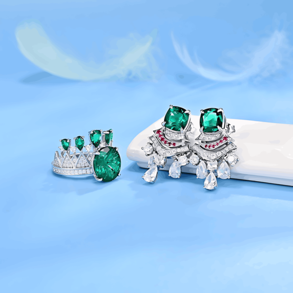 Hot Cultivation colorful gemstone earrings S925 silver full set sparkling gemstone small skirt earrings personalized and elegant - Image 7