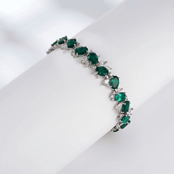 Hot pick light luxury luxury cultivated emerald bracelet women S925 silver inlaid cultivated colorful treasure bracelet wind - Image 7