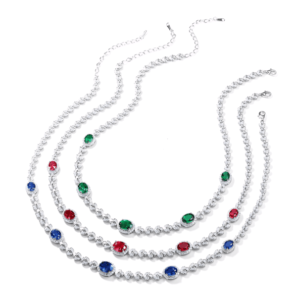 S925 silver necklace women zircon round set cultivated emerald silver jewelry retro light luxury wind spot - Image 4