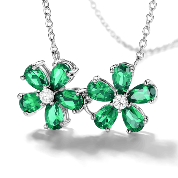 Flower collarbone chain S925 silver vintage cultivation emerald necklace noble wind birthday gift - Image 4
