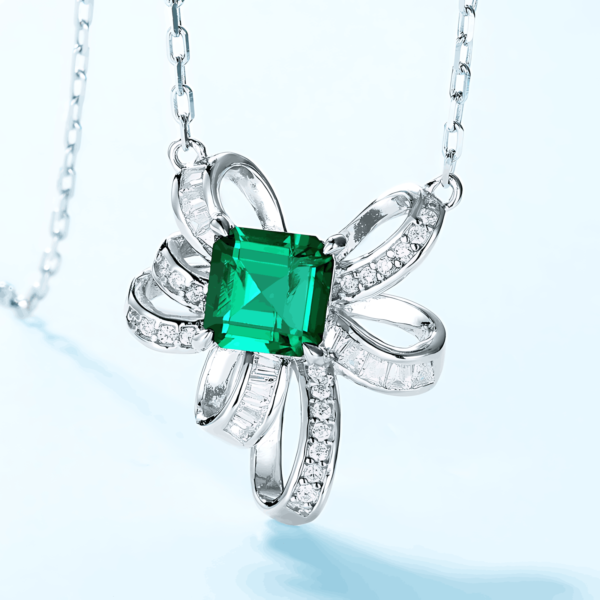 Brilliant sparkling colorful treasure necklace women S925 silver with cultivated emerald collarbone chain sweater chain - Image 5