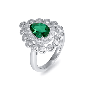 S925 silver cultivated emerald ring women full of gemstone jewelry vintage noble style