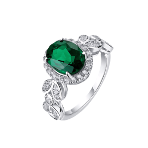 Vintage light luxury cultivated emerald ring S925 silver full of colorful diamonds finger ring atmosphere versatile