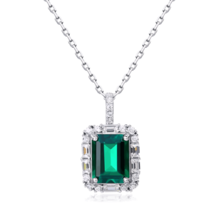 Cultivation of emerald drop pendant S925 silver with colored gemstone collarbone chain pendant vintage temperament gift mom