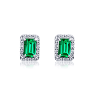 New S925 silver earrings female cultivation emerald retro light luxury wind earrings