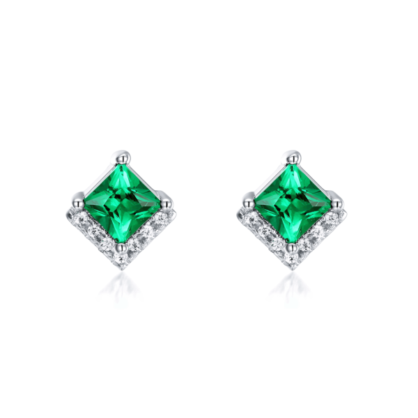 New S925 silver cultivated emerald earrings female retro light luxury wind earrings