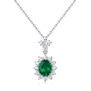 Cultivate emerald sunflower pendant women S925 silver full color gemstone necklace vintage