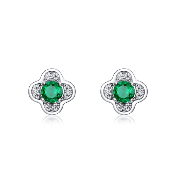 New S925 silver cultivated emerald earrings female retro light luxury wind earrings spot