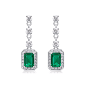 Cultivate emerald earrings female S925 silver full set colorful treasure senior sense earrings retro light luxury