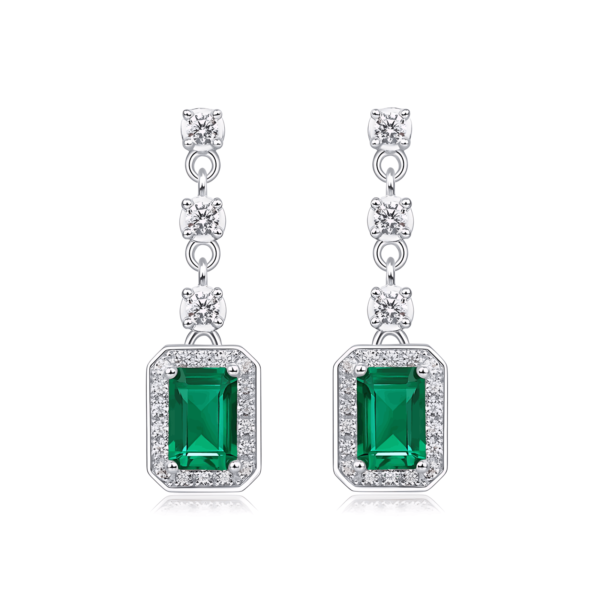 Cultivate emerald earrings female S925 silver full set colorful treasure senior sense earrings retro light luxury