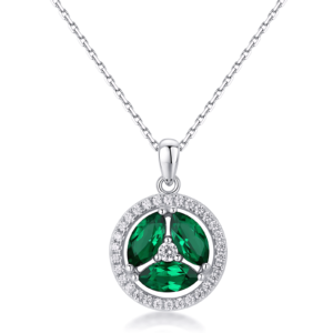 Geometric Cultivation Emerald Vintage Pendant S925 Silver Full Set Colored Jewelry Chain Pendant Fashion