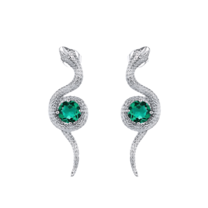 Drilling snake earrings female S925 silver cultivation emerald twisted spirit snake earrings wind fashion
