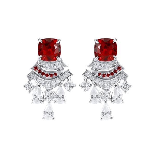 Hot Cultivation colorful gemstone earrings S925 silver full set sparkling gemstone small skirt earrings personalized and elegant
